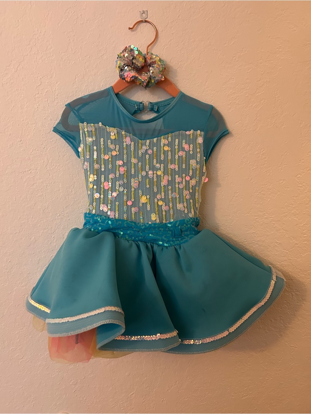 Girls Teal Sequin Tutu Dress Costume